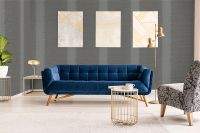 Обои Marburg Papis Loveday 33746 Винил на флизелине (0,7*10,05) Серый/Черный/Золото, Линии/Полоса/Рогожка — фото 3, Обои для стен