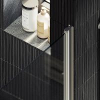 Душевая дверь Maybah Glass MGD-808-5 800x1980 на монопетле Хром матовый стекло сатиновое — фото 5, Душевые двери в нишу