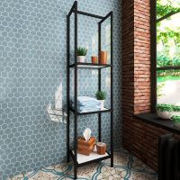 Стеллаж Эстет Comfort Loft 40 ФР-00003670 Белый Черный — фото 1, Стеллажи для ванной комнаты