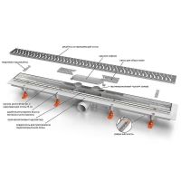Душевой лоток Veconi Medium N 350 V350MN с решеткой Хром глянцевый — фото 4, Душевые лотки