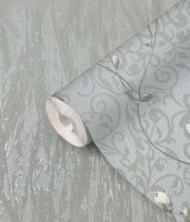 Обои Prima Italiana Colomba 80602 Винил на флизелине (1,06*10) Зеленый/Белый, Вензель/Цветы — фото 4, Обои для стен