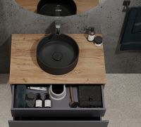 Тумба под раковину Jorno Cossety 80 Coss.01.80/P/A-DZ/JR подвесная Антрацит — фото 6, Тумбы под раковину