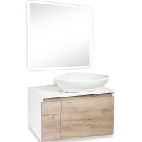 Тумба под раковину Runo Бари 80 00-00001375 подвесная Крафт дуб Белая — фото 18, Тумбы под раковину