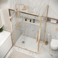 Душевой уголок Grossman Cosmo 100х90 120.K33.02.1090.32.00 профиль Золото сатин стекло прозрачное — фото 4, Прямоугольные душевые уголки