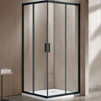 Душевой уголок Vincea Garda VSS-1G100CLB 100х100 профиль Черный стекло прозрачное — фото 1, Квадратные душевые уголки