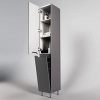 Шкаф пенал Style Line Марелла 30 L Люкс Plus с бельевой корзиной Серый матовый антискрейтч арт-СС-00002444 — фото 3, Пеналы для ванной комнаты