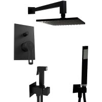 Душевой комплект Paffoni Ringo KITZRIN015NO/M из душевой системы с гигиеническим душем Черный матовый — фото 1, Встраиваемые душевые комплекты