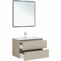 Тумба под раковину Aquanet Вега 80 329585 подвесная Бежевая — фото 10, Мебель для ванной