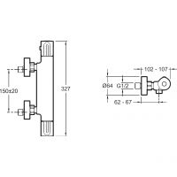 Смеситель для душа Jacob Delafon Metro E24394-CP с термостатом Хром — фото 5, Смеситель для душа