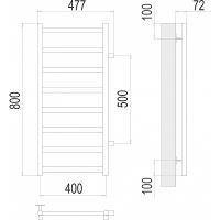 Водяной полотенцесушитель Terminus Аврора П8 400х800 бп500 4670078529909 Хром, боковое подключение, G 1" НР — фото 4, Водяные полотенцесушители