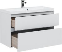 Товар: Тумба под раковину Aquanet Гласс 100 235664 подвесная Белая - фото 3 Тумба под раковину Aquanet Гласс 100 235664 подвесная Белая — фото 3, Мебель для ванной