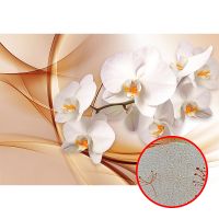 Фреска Ortograf 3D 6691 Фактура бархат золото FX-G Флизелин (3,9*2,7) Оранжевый/Белый, Цветы/Абстракция — фото 1, Фрески