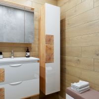 Шкаф пенал Бриклаер Форест 35 подвесной Дуб золотой Белый глянец арт-4627125416712 — фото 4, Пеналы для ванной комнаты