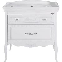 Комплект мебели для ванной ASB-Woodline Модерн 85 Белый с патиной Серебро — фото 2, Мебель для ванной