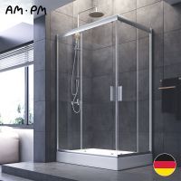 Душевой уголок AM.PM Gem 120x80 профиль Хром матовый стекло прозрачное арт-W90G-404-120280-MT — фото 12, Прямоугольные душевые уголки