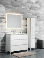 Шкаф пенал SanVit Авеню-3 К 32 pavenu3w с бельевой корзиной Белый глянцевый — фото 14, Мебель для ванной