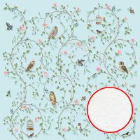 Фреска Ortograf Chinoiserie 33952 Фактура бархат FX Флизелин (3*3) Голубой/Зеленый, Цветы/Птицы — фото 1, Фрески