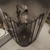 Душевой уголок Grossman Cosmo 100х100 301.K33.02.1010.21.00 профиль Черный матовый стекло прозрачное — фото 4, Душевые уголки четверть круга