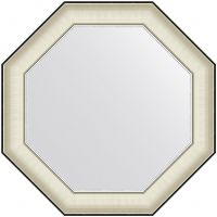 Зеркало Evoform Octagon 64x64 BY 7440 в багетной раме - Белая кожа с хромом 78 мм — фото 1, Мебель для ванной