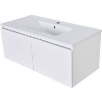 Тумба с раковиной Orange Квадро 100 KV-100TUW+Racl подвесная Белый глянец — фото 2, Тумбы с раковиной