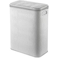 Корзина для белья Geralis KWH-B Croco Белая, кант Хром, стандартная — фото 1, Корзины для белья