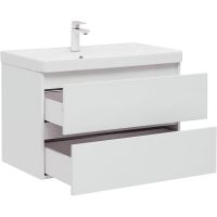 Тумба под раковину Aquanet Вега 80 308334 подвесная Белый глянец — фото 5, Мебель для ванной