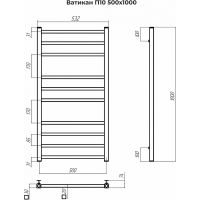 Водяной полотенцесушитель Terminus Ватикан П10 500x1000 4670078543974 Хром, нижнее подключение, G 1/2" ВР — фото 4, Водяные полотенцесушители