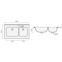 Раковина Grossman 80 GR-3039-2 двойная Белая — фото 4, Раковины встраиваемые сверху