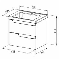 Тумба с раковиной Orange Milano TP-M60-02 подвесная Белая — фото 3, Тумбы с раковиной