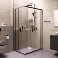 Комплект душевого уголка с душевой системой и аксессуарами AM.PM Gem S 120x80 WK93ER профиль Черный матовый стекло прозрачное — фото 3, Душевые уголки