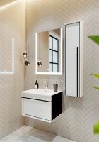 Шкаф пенал Roca Aneto 23 L 857431806 подвесной Белый глянец Черный матовый — фото 8, Мебель для ванной