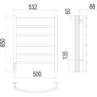 Электрический полотенцесушитель Terminus Классик П6 500х650 левый 4670078531339 Хром — фото 4, Электрические полотенцесушители