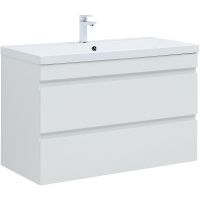 Тумба под раковину Aquanet Нота New 100 335420 подвесная Белый глянец — фото 1, Мебель для ванной