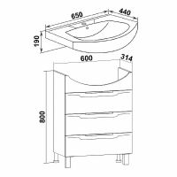 Тумба под раковину Runo Верона 65 00000001145 Белая — фото 7, Тумбы под раковину