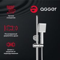 Товар: Душевая система Agger Brilliant A0394400 Хром - фото 6 Душевая система Agger Brilliant A0394400 Хром — фото 6, Душевые стойки