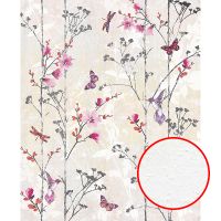 Фреска Ortograf Flora 31121 Фактура бархат FX Флизелин (2,2*2,7) Бежевый/Розовый, Цветы/Бабочки — фото 1, Фрески