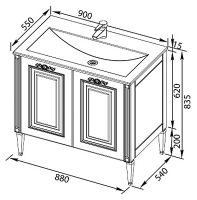 Тумба с раковиной Aquanet Паола 90 213016 Белая — фото 7, Тумбы с раковиной