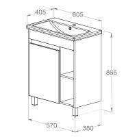 Тумба с раковиной Orange Topline-Line 60 TLIB60+RA Белый глянец Светло-серый глянец — фото 4, Тумбы с раковиной