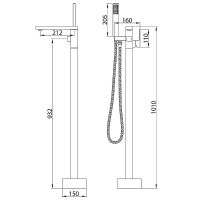 Смеситель для ванны Grossman Falcon 530.K35.08.320 Золото брашированное — фото 6, Смесители напольные