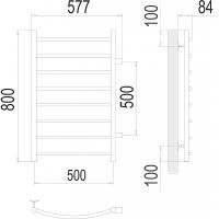 Водяной полотенцесушитель Terminus Классик П8 500х800 бп500 4670078530257 Хром, боковое подключение, G 1" НР — фото 4, Водяные полотенцесушители