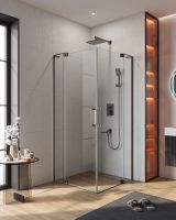 Душевой уголок Cezares Slider 100x100 SLIDER-A-2-90/100-C-GM профиль Оружейная сталь стекло прозрачное — фото 2, Душевые уголки