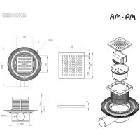 Душевой трап AM.PM MasterFlow 10 W01BD-P11-010-01BM с Черной матовой решеткой Cut Gradient — фото 17, Трапы для душа