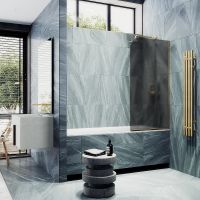 Товар: Шторка на ванну Maybah Glass MGV-145-3у 640x1400 в узком профиле Золото стекло графитовое матовое - фото 3 Шторка на ванну Maybah Glass MGV-145-3у 640x1400 в узком профиле Золото стекло графитовое матовое — фото 3, Неподвижные шторки для ванной