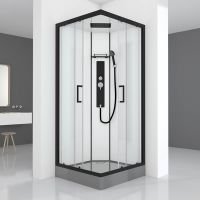 Душевая кабина Black&White Galaxy 8002900 с гидромассажем профиль Черный задняя стенка Белая — фото 2, Душевые кабины