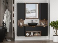 Тумба под раковину Brevita Bergen 80 BER-07080-19-02-1Я подвесная Черная матовая Дуб Галифакс олово — фото 11, Мебель для ванной