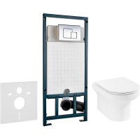 Комплект унитаза Jacob Delafon Elite EDX114RU-00 с сиденьем Микролифт и инсталляцией WeltWasser WW Marberg 507 10000005949+10000005953 с клавишей смыва Хром глянцевый — фото 1, Комплекты унитаз + инсталляция