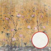 Фреска Ortograf Silver&Gold 32814 Фактура флок FLK Флизелин (2,7*2,7) Золото/Разноцветный, Деревья/Цветы/Птицы арт-32814 (флок FLK) — фото 1, Фрески