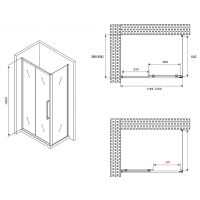 Товар: Душевой уголок Abber Schwarzer Diamant 120x60 AG30120H-S60 профиль Хром стекло прозрачное - фото 5 Душевой уголок Abber Schwarzer Diamant 120x60 AG30120H-S60 профиль Хром стекло прозрачное — фото 5, Прямоугольные душевые уголки