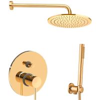 Душевая система Paffoni Light KITLIG015HG Золото медовое — фото 1, Встраиваемые душевые комплекты