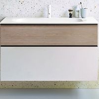 Тумба с раковиной Burgbad Fiumo 100 SFXN102F3956FOT45G0200C0001*1 подвесная Eiche Dekor Cashmere Белая матовая — фото 1, Мебель для ванной